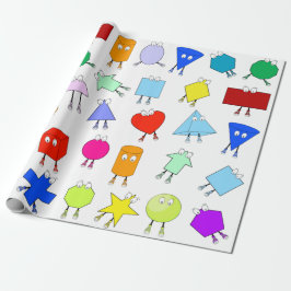 Papel De Presente Padrão Colorido de Formas Geométricas 2D e 3D para