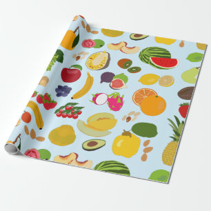 Papel De Presente Padrão Colorido de Fruta de Verão