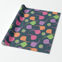 Papel De Presente Padrão Colorido de Raia Stingray Diversão Neon