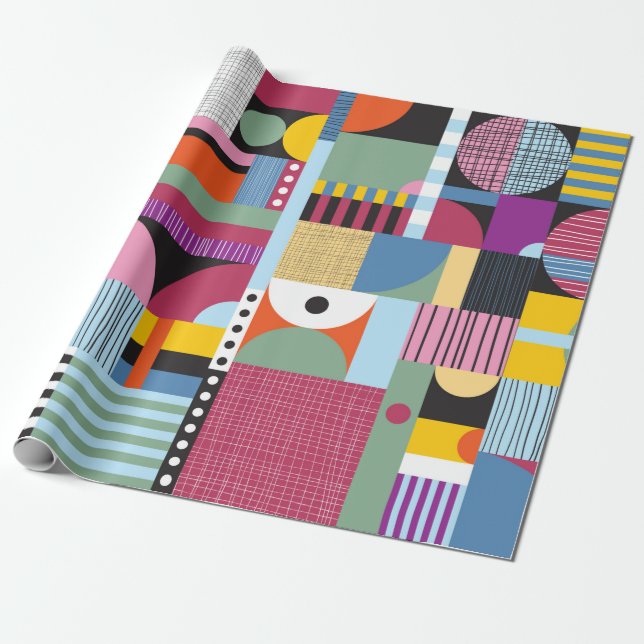 Papel De Presente Padrão colorido escandinavo (Desenrolado)