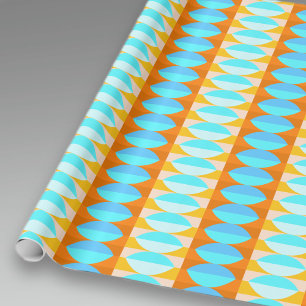 Papel De Presente Padrão Colorido Turquesa Azul Laranja Amarelo
