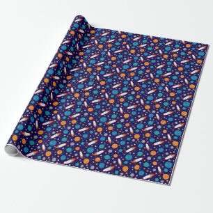 Papel De Presente Padrão Colortivo de Crianças de Aventura Espacial