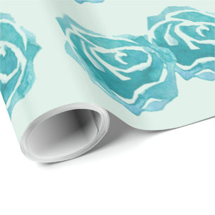 Papel De Presente Padrão com 3 Rosas de Aquarela de Alto Nível