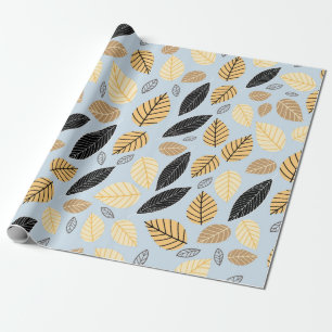 Papel De Presente Padrão constante de folhas de outono num fundo az