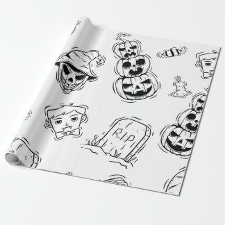 Papel De Presente Padrão constante de ícones de halloween com desenh