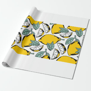 Papel De Presente Padrão constante de limões desenhados pela mão 