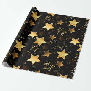 Papel De Presente Padrão contínuo com Estrelas Douradas