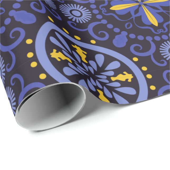 Papel De Presente Padrão contínuo com intricados mandalas florais (Ponta do rolo)