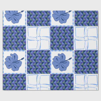 Papel De Presente Padrão contínuo com tropical desenhado à mão azul