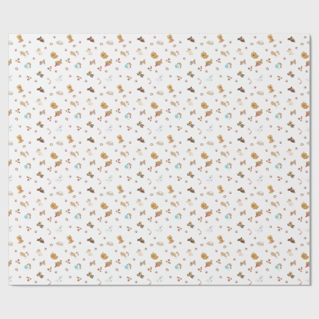 Papel De Presente Padrão contínuo de Amor de Cachorrinho | Cães brin (Aberto)