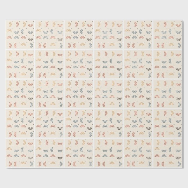 Papel De Presente Padrão contínuo de Arcos Arco-íris Boho (Aberto)
