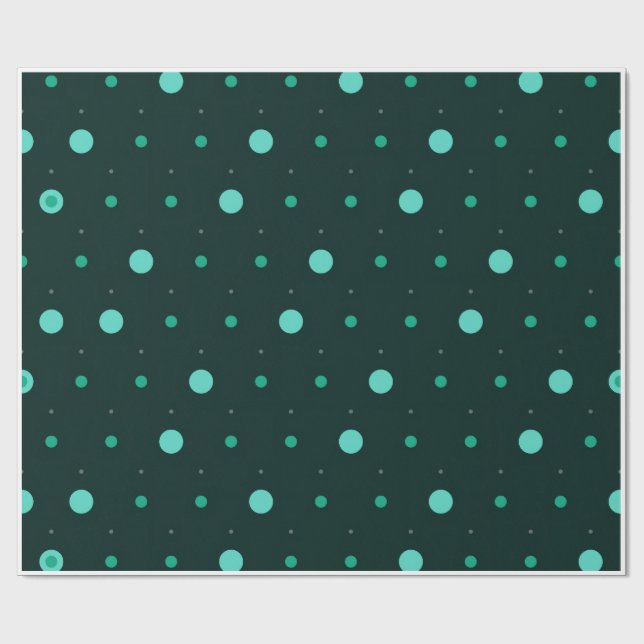 Papel De Presente Padrão contínuo de bolinhas verde-água (Aberto)