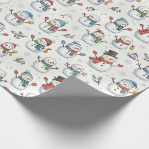 Papel De Presente Padrão contínuo de boneco de neve de inverno fofo