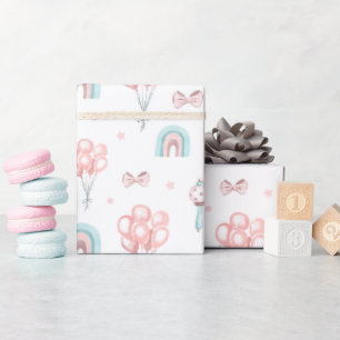 Papel De Presente Padrão contínuo de Churrasco de Bebê Rosa Pastel e