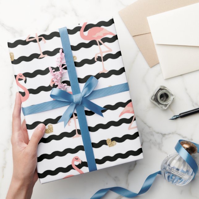 Papel De Presente Padrão contínuo de flamingo rosa fofo (Presentear)