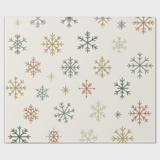 Papel De Presente Padrão contínuo de flocos de neve minimalistas