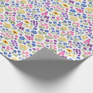 Papel De Presente Padrão contínuo de flores silvestres minimalistas 