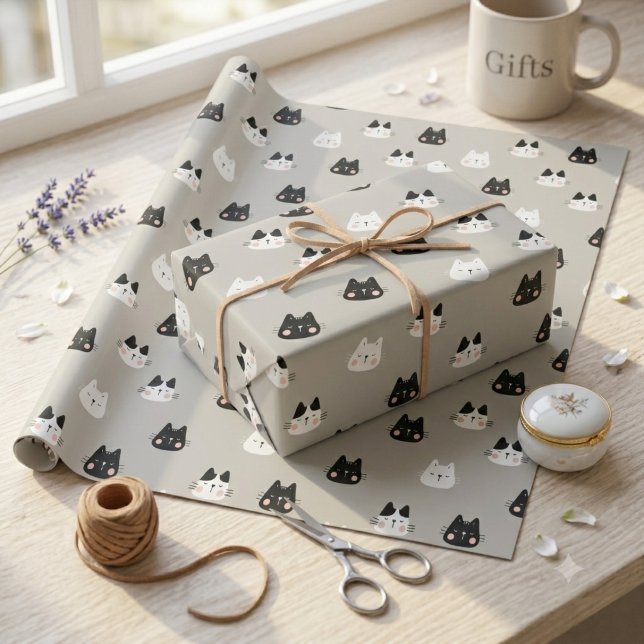 Papel De Presente Padrão contínuo de gatos dormindo fofos (Criador carregado)