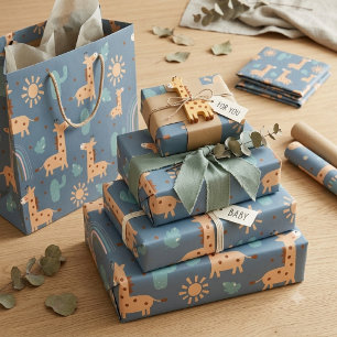 Papel De Presente Padrão contínuo de girafa Boho fofa