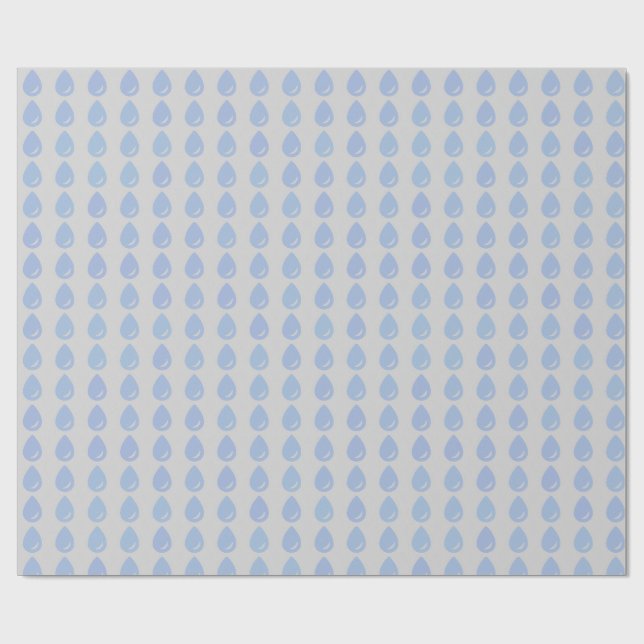 Papel De Presente Padrão contínuo de gotas de água azuis (Aberto)