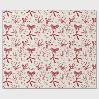 Papel De Presente Padrão contínuo de laço vermelho coquette natal