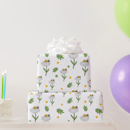 Papel De Presente Padrão contínuo de Margarida e Abelha Fofa