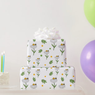 Papel De Presente Padrão contínuo de Margarida e Abelha Fofa