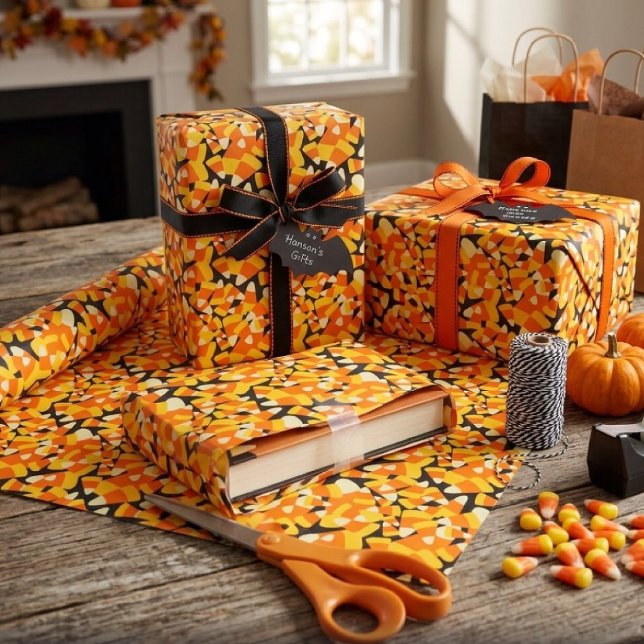 Papel De Presente Padrão contínuo de milho doce de Halloween (Criador carregado)