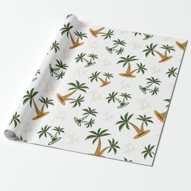 Papel De Presente Padrão contínuo de palmeira (Desenrolado)