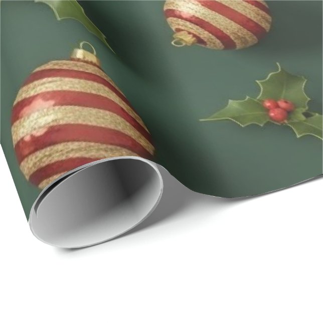 Papel De Presente Padrão contínuo de presentes e enfeites de Natal (Ponta do rolo)