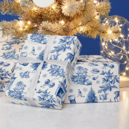 Papel De Presente Padrão contínuo de Toile Azul Festa de Inverno Vin