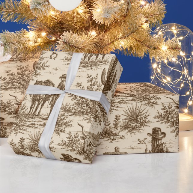 Papel De Presente Padrão contínuo de Toile do Deserto Ocidental Vint (Feriados)