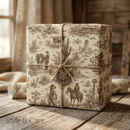 Papel De Presente Padrão contínuo de Toile do Deserto Ocidental Vint