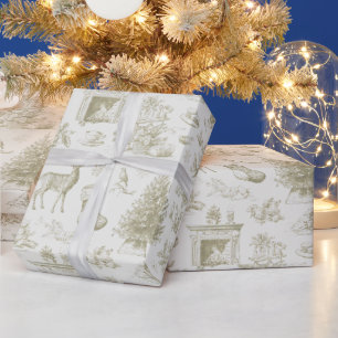 Papel De Presente Padrão contínuo de Toile Vintage de Inverno de Fer