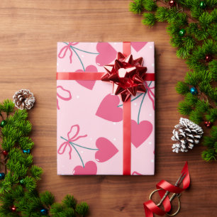 Papel De Presente Padrão contínuo do Dia dos Namorados com coração d
