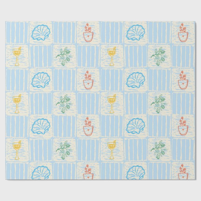 Papel De Presente padrão contínuo estilo Amalfi (Aberto)