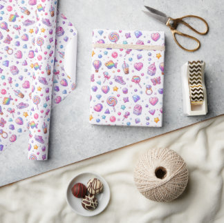 Papel De Presente Padrão contínuo Kawaii Pastel Fofo – Brilhante