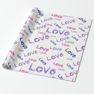 Papel De Presente Padrão contínuo multicolorido de lettering love