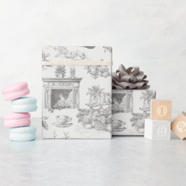 Papel De Presente Padrão contínuo preto de inverno vintage para feri