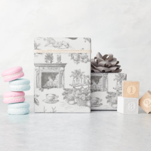 Papel De Presente Padrão contínuo preto de inverno vintage para feri