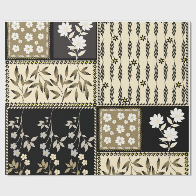 Papel De Presente Padrão contínuo repetitivo floral texturizado (Aberto)