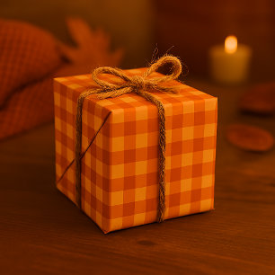 Papel De Presente Padrão contínuo xadrez gingham de outono aconchega