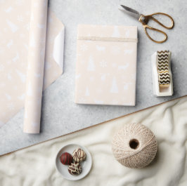 Papel De Presente Padrão Cor-de-Neve Branco Flocos de Neve