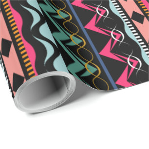 Papel De Presente Padrão Corajoso Tribal Aztec Etônico