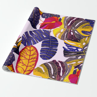 Papel De Presente Padrão criativo sem costura com folhas tropicais e