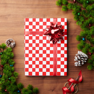 Papel De Presente Padrão croata vermelho-branco verificado