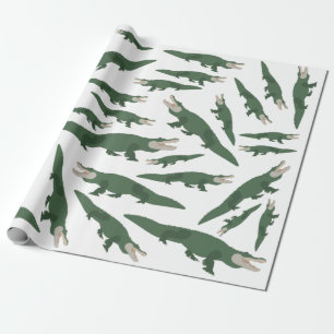 Papel De Presente Padrão Crocodilo de Alligador Cuto