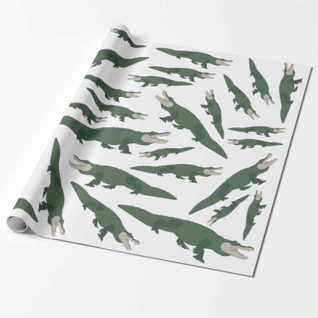 Papel De Presente Padrão Crocodilo de Alligador Cuto (Desenrolado)