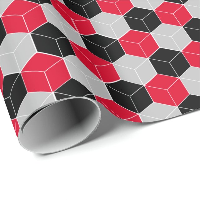 Papel De Presente Padrão cúbico 3d (Ponta do rolo)
