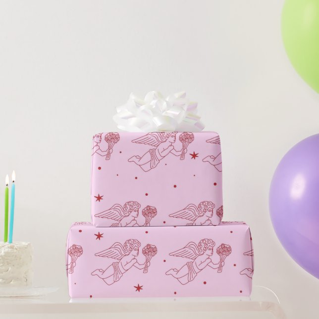 Papel De Presente padrão Cupido (Presentes para festas)